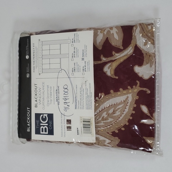 The Big One Floral Blackout Window Valance ~ 54" x 17" ~ Maroon - Picture 3 of 9